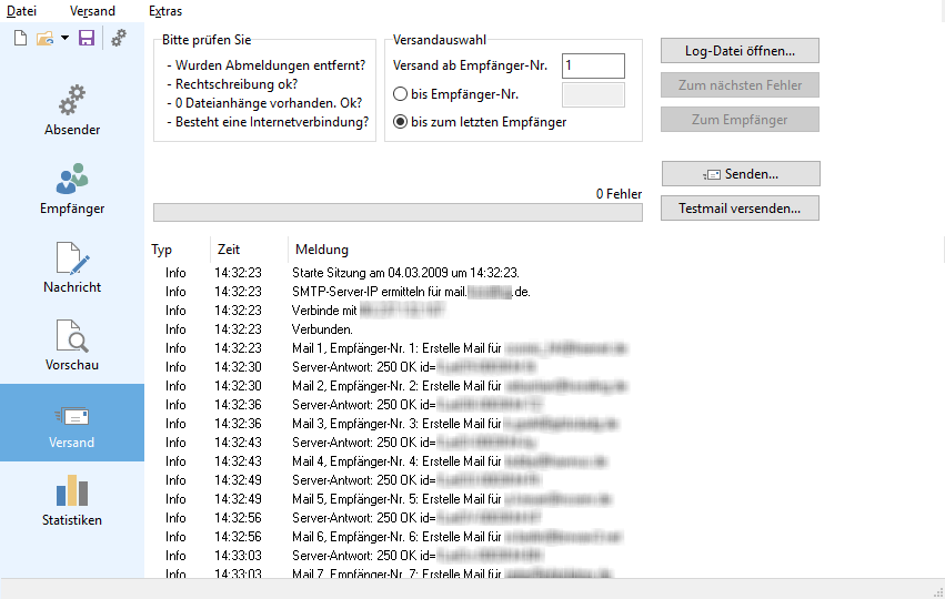 Versand der Serienmail
