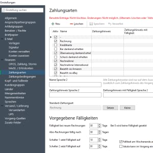 Einstellungsmöglichkeiten